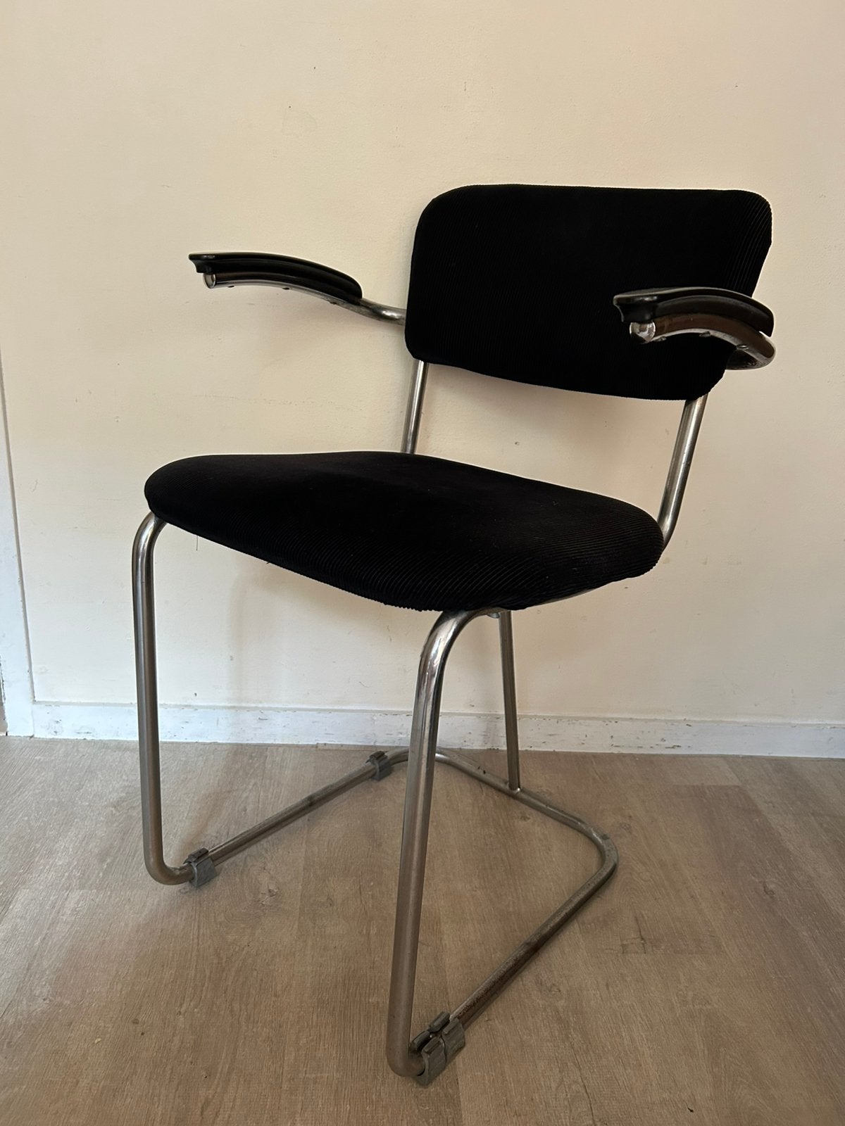 Vintage Gispen bureaustoel stoel  buisframe, Ophalen, Gebruikt, Zwart, Eén