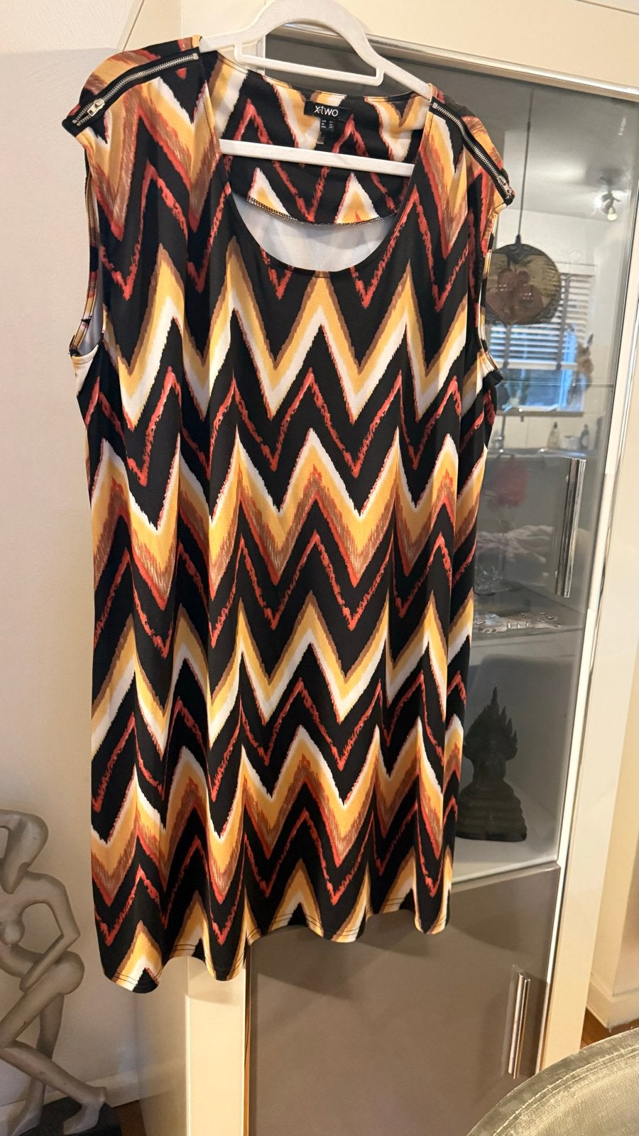 X-TWO Dames jurk Maat 50 met Zigzag Patroon, Kleding | Dames, Ophalen of Verzenden, Zo goed als nieuw, Overige kleuren, Jurk