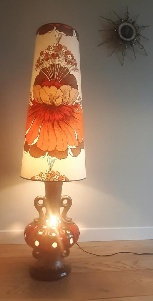 Vintage Space Age Vloerlamp Jaren '70 met Bloemmotief, Ophalen