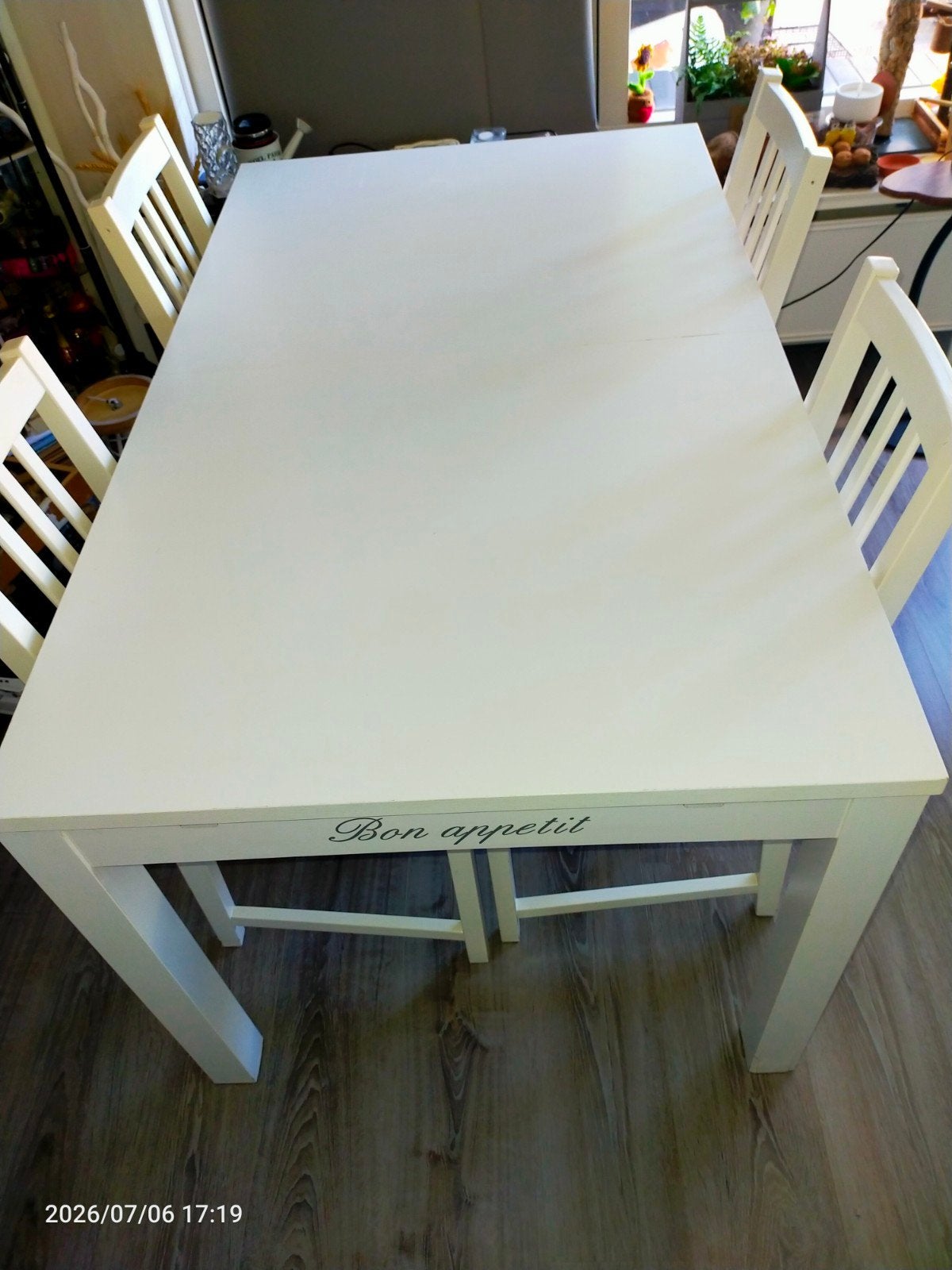 IKEA Bjursta Eetkamertafel uitschuifbaar met 4 stoelen, Ophalen, Gebruikt, Modern, Scandinavisch, 50 tot 100 cm