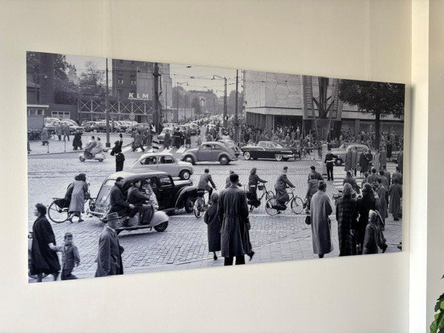 Rotterdam - zwart-wit stadsgezicht uit de jaren '50, Print, Overige materialen, Stadsgezicht, Ophalen