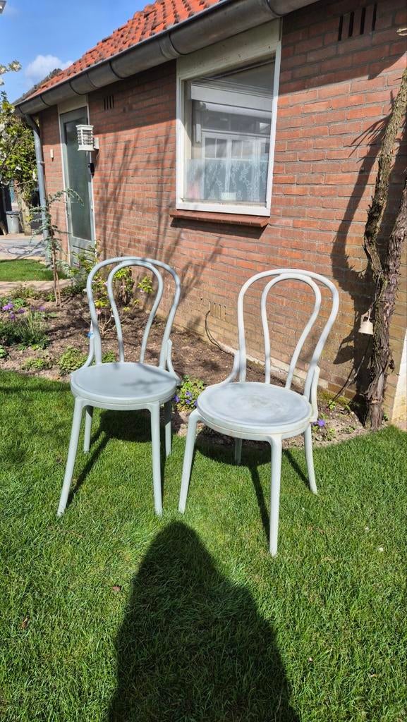 Kunststof tuinstoelen, grijs /groen bijna gratis af te halen, Tuin en Terras, Tuinstoelen, Ophalen of Verzenden