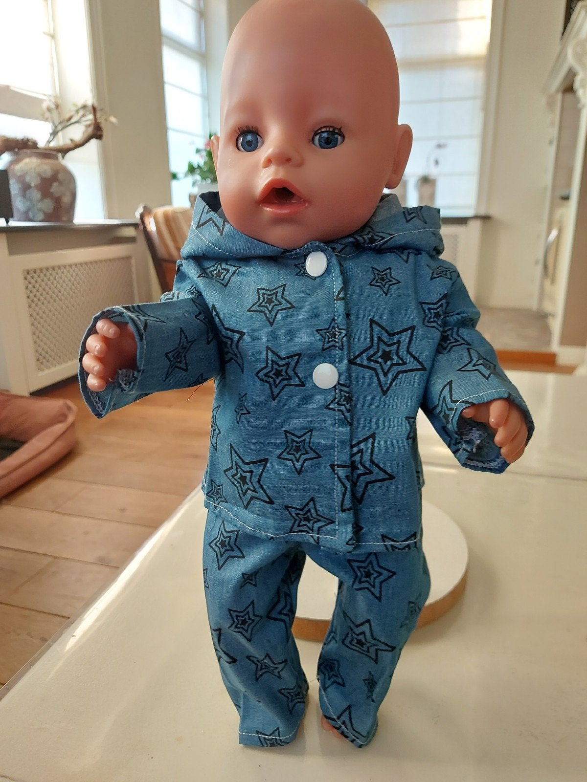 Leuk jeans set baby born pop 43cm, Ophalen of Verzenden, Nieuw, Babypop