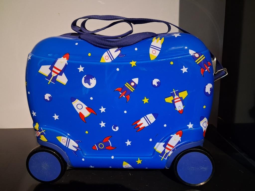 Kids ruimte koffer blauw, Hard kunststof, Minder dan 50 cm, Ophalen of Verzenden, Zo goed als nieuw