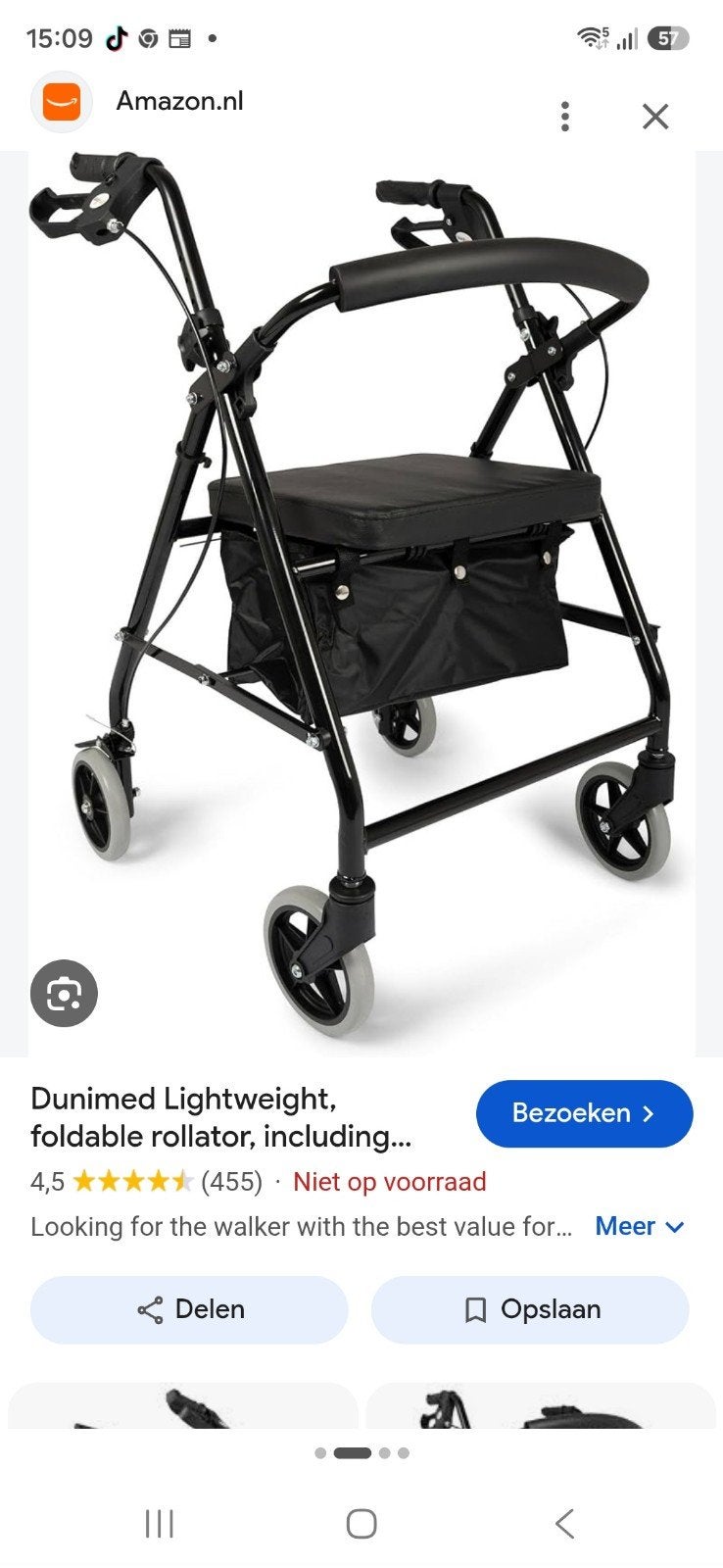 dunimed opklapbare rolator nieuw in doos, Ophalen of Verzenden, Lichtgewicht, Nieuw