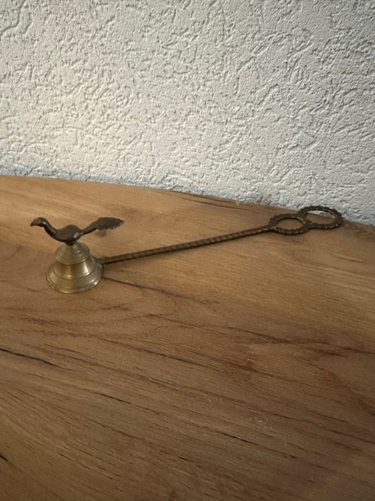 Vintage Koperen Kaarsendover met Vogelmotief, Antiek en Kunst, Ophalen of Verzenden, Koper of Brons