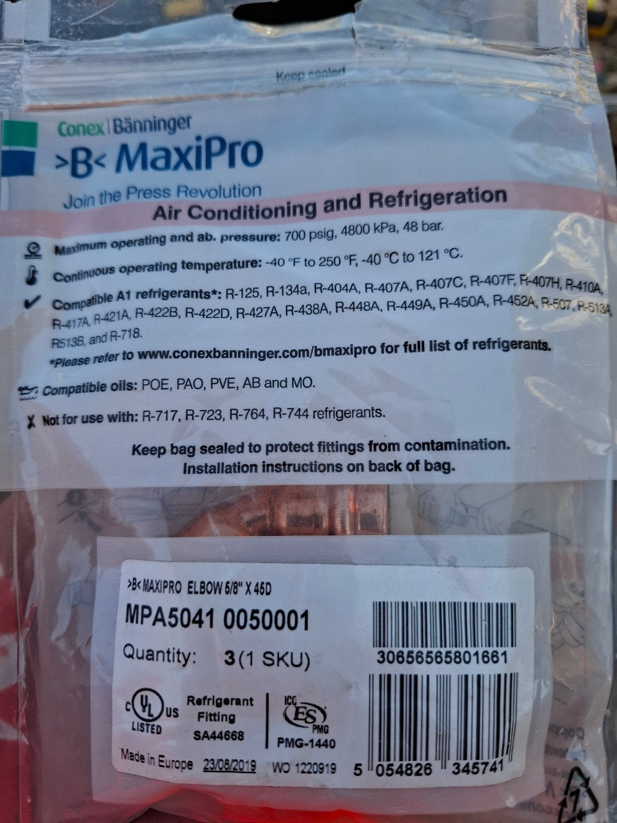 Conex Bänninger MaxiPro Knie 5/8" x 45D voor Airco/Koeling, Witgoed en Apparatuur, Airco's, Ophalen of Verzenden, Nieuw, Wandairco