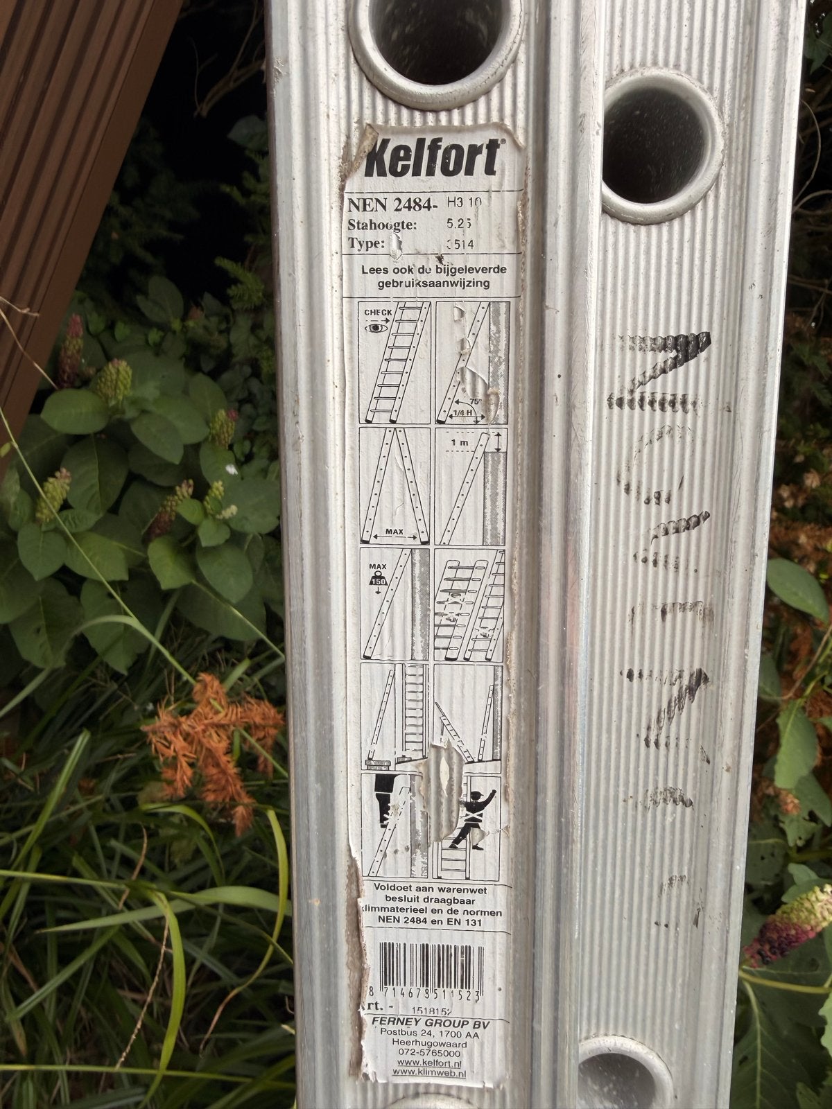 Kelfort Uitschuifbare Ladder Type 3514 - 5.25m Stahoogte, Doe-het-zelf en Verbouw, Ladders en Trappen, Ophalen, Gebruikt, Ladder