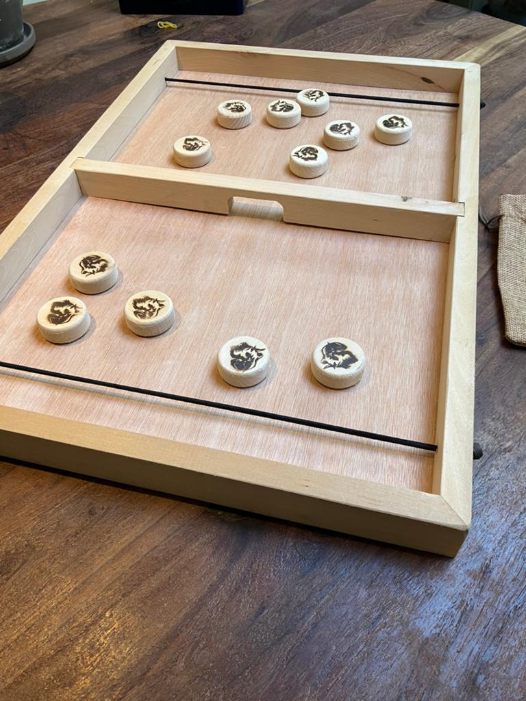 Houten speelbord sjoelbak, Een of twee spelers, Ophalen of Verzenden, Zo goed als nieuw