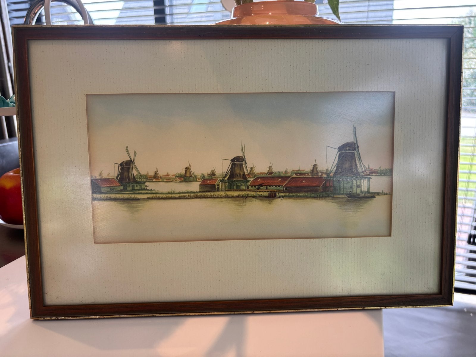 Schilderij Zaanse Schans, Antiek en Kunst, Kunst | Schilderijen | Klassiek, Ophalen, Realistisch, Aquarel, Ingelijst