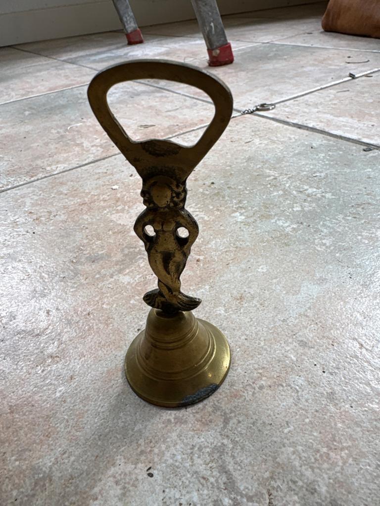 Vintage bronzen zeemeermin bel met flesopener, Ophalen of Verzenden