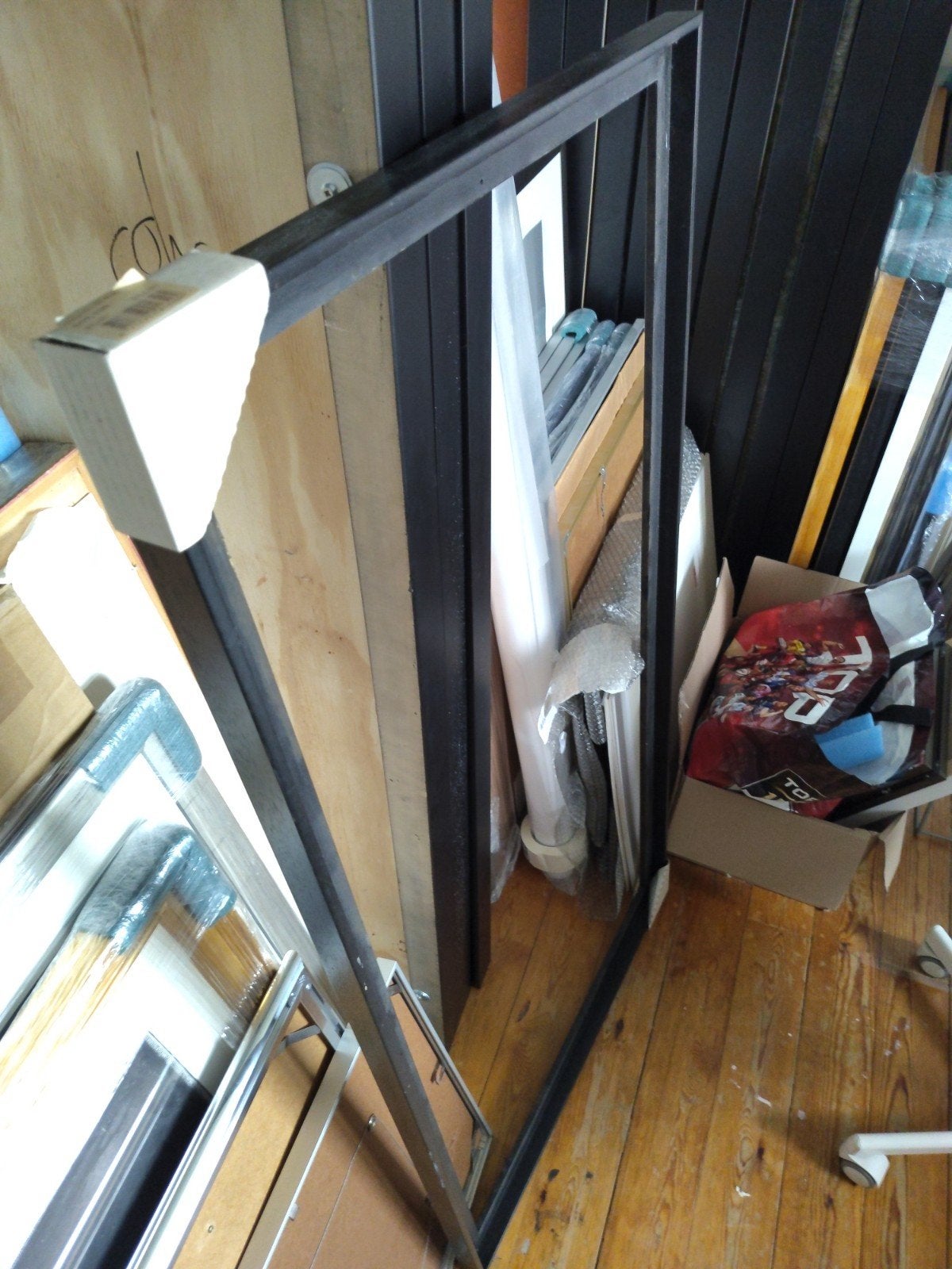Zwarte baklijst 65x130, Huis en Inrichting, Woonaccessoires | Spiegels, Ophalen, Minder dan 50 cm, Zo goed als nieuw, Minder dan 100 cm