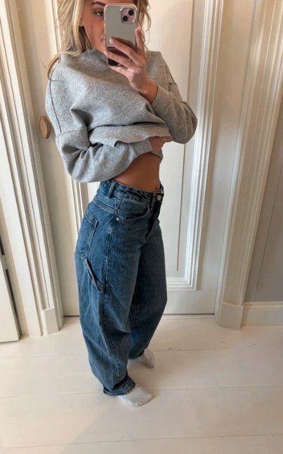 Stoere blauwe jeans met wijde pijpen, Kleding | Dames, Spijkerbroeken en Jeans, Ophalen of Verzenden, Zo goed als nieuw, Blauw
