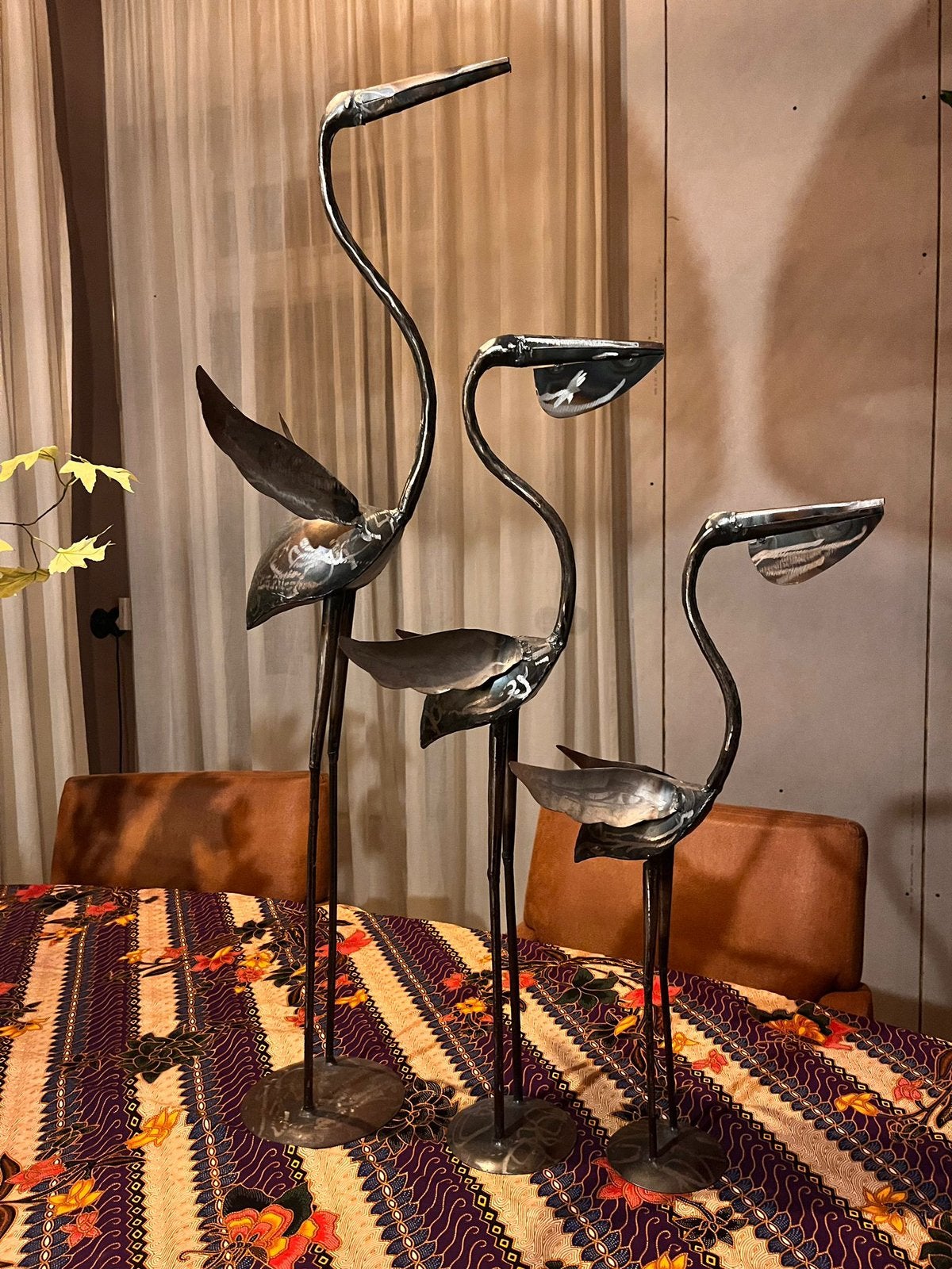 Super leuke metalen vogel familie, Huis en Inrichting, Woonaccessoires | Kandelaars en Kaarsen, Ophalen of Verzenden, Zo goed als nieuw