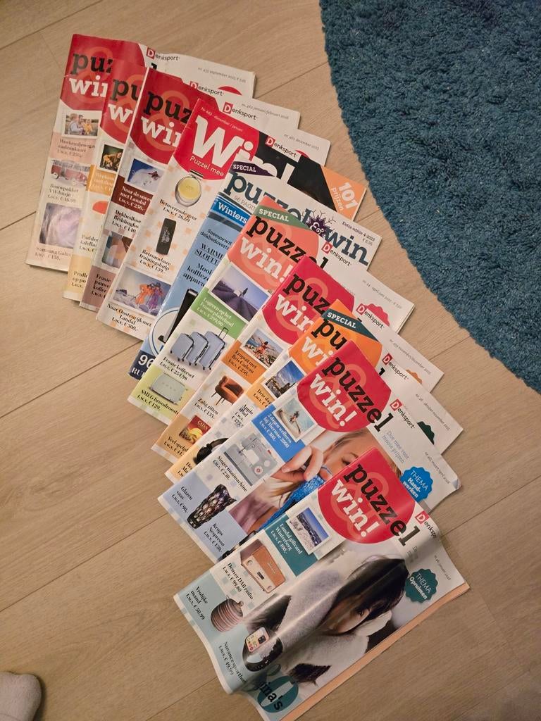Denksport Puzzel Win! tijdschriften - deels ingevuld, Ophalen, 500 t/m 1500 stukjes, Gebruikt