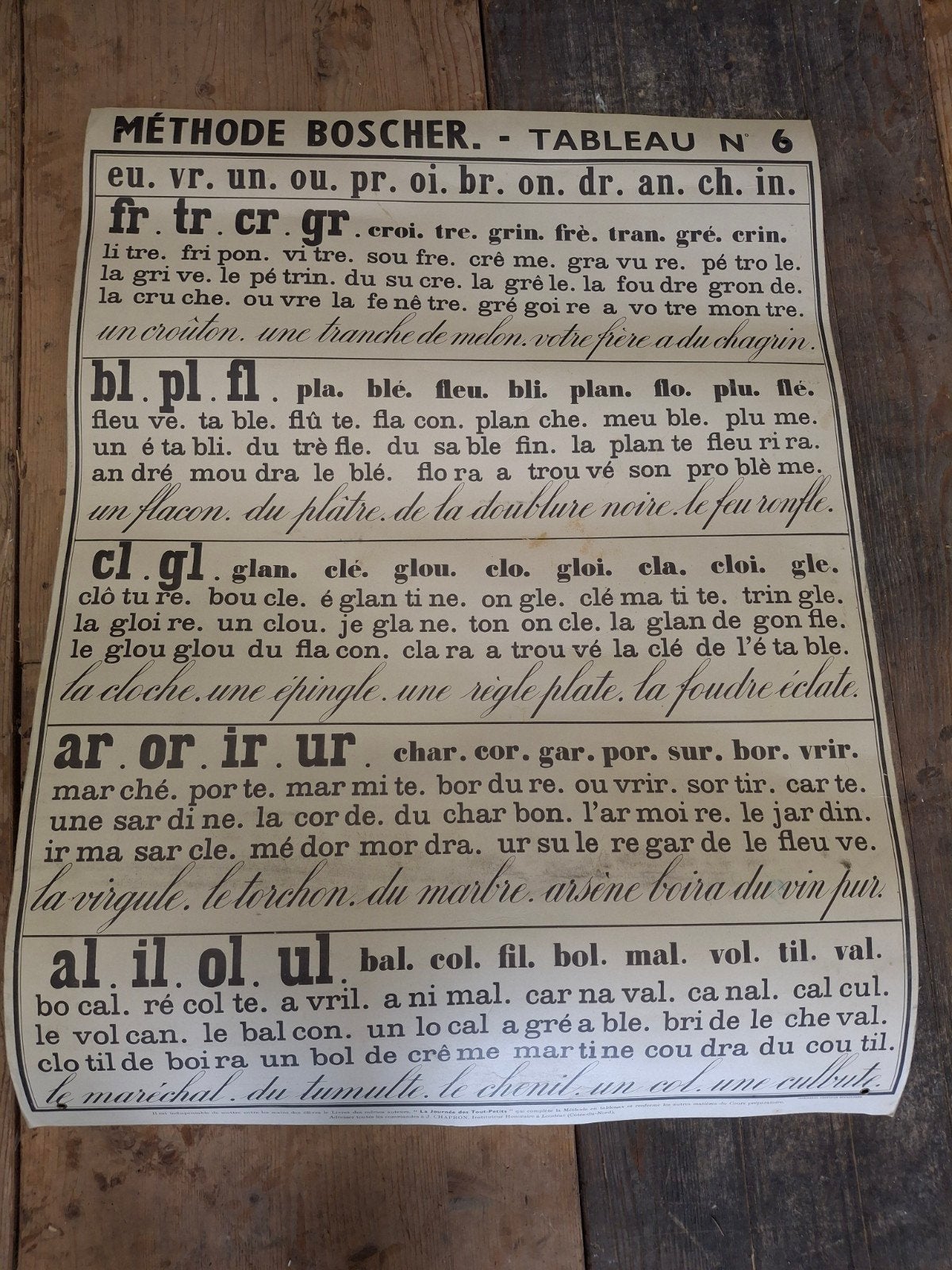 Oude Franse schoolplaat wandplaat brocante, Ophalen of Verzenden, Natuur en Biologie
