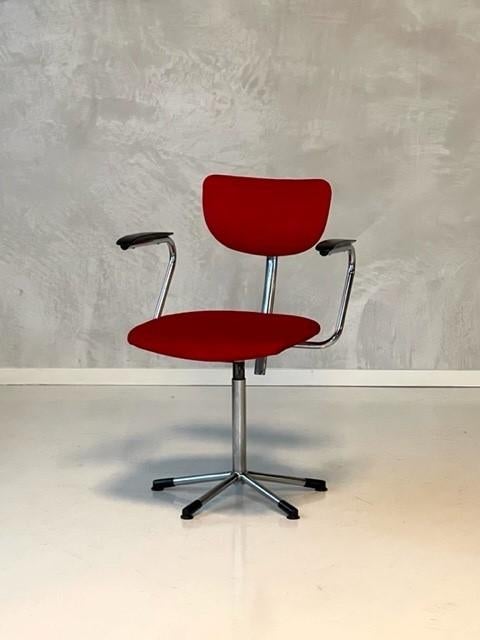 De Wit bureaustoel vintage burostoel rood retro desk chair, Gebroeders de Wit, Gebruikt, Ophalen of Verzenden, Bureaustoel