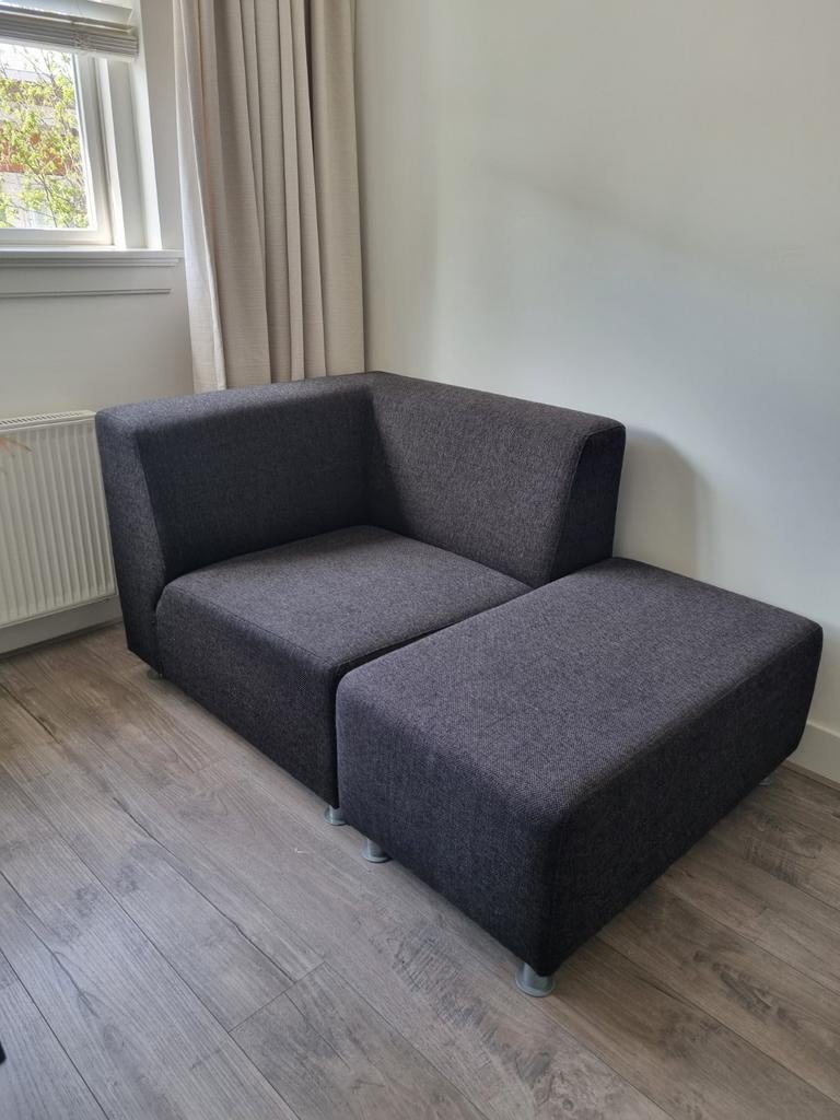 Hoekbankje met poef, Huis en Inrichting, Banken | Sofa's en Chaises Longues, Eenpersoons, 75 tot 100 cm, Ophalen of Verzenden