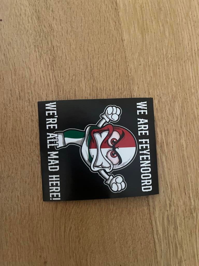 Feyenoord sticker - We're all mad here!, Ophalen of Verzenden, Nieuw, Sport