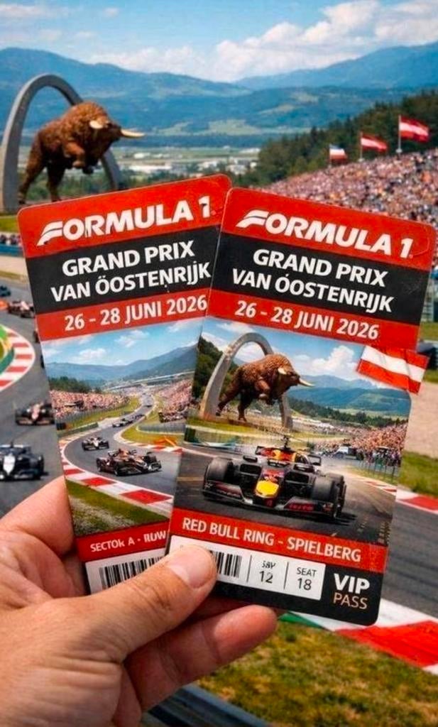 Formule 1 Weekendtickets Oostenrijk 26 t/m 28 juni, Tickets en Kaartjes, Twee personen