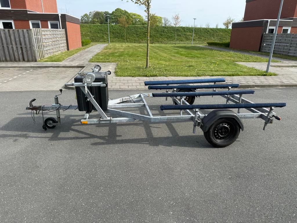 Te koop Dubbele jetloader, Watersport en Boten, Ophalen, Minder dan 1500 kg, Gebruikt, Sloepentrailer