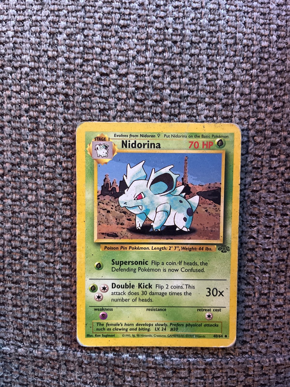 Nidorina Pokémon Kaart (1995-1999) - Zeldzaam, Ophalen of Verzenden, Gebruikt, Losse kaart