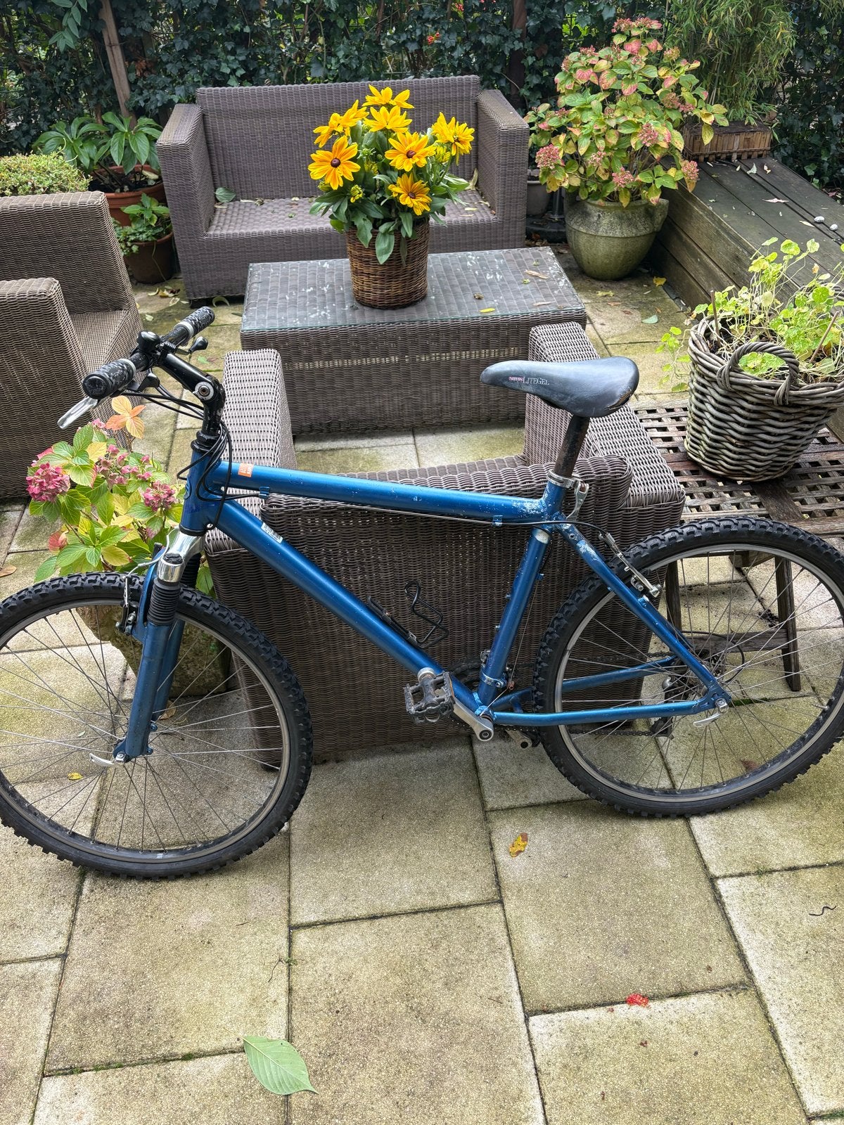 Blauwe mountainbike met vering - Gebruikt, Gebruikt, Hardtail, 53 tot 57 cm, Ophalen