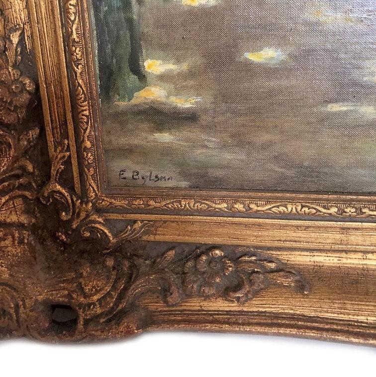 Oude schilderij restaurant buiten olieverf op doek, Ophalen of Verzenden