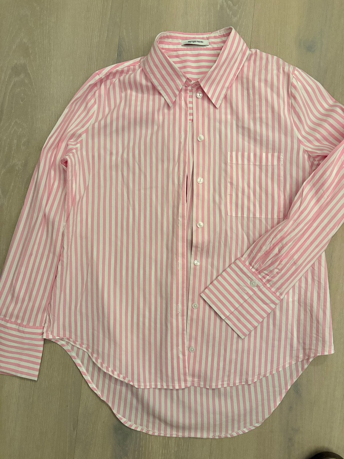 Peter Hahn Blouse mast 40- Roze/Wit Gestreept - Z.G.A.N., Ophalen of Verzenden, Zo goed als nieuw, Maat 38/40 (M), Roze