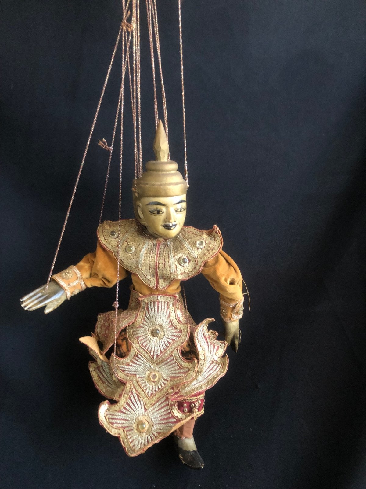 Oude Aziatische Houten Marionet - 38cm, Ophalen of Verzenden, Gebruikt, Overige typen