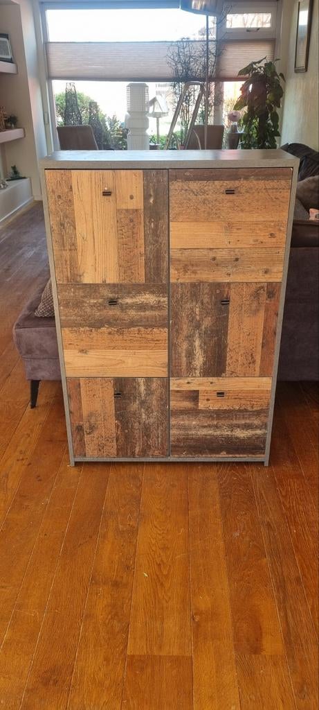 Kast 110x77x30 cm - Industriële look met houtlook deuren, Huis en Inrichting, Kasten | Overige, Ophalen of Verzenden, Gebruikt