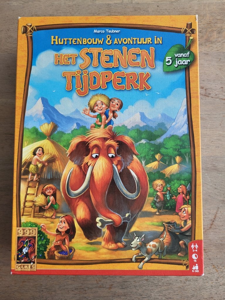 Huttenbouw & Avontuur in Het Stenen Tijdperk - 999 Games, Een of twee spelers, Ophalen of Verzenden, Zo goed als nieuw, 999 Games