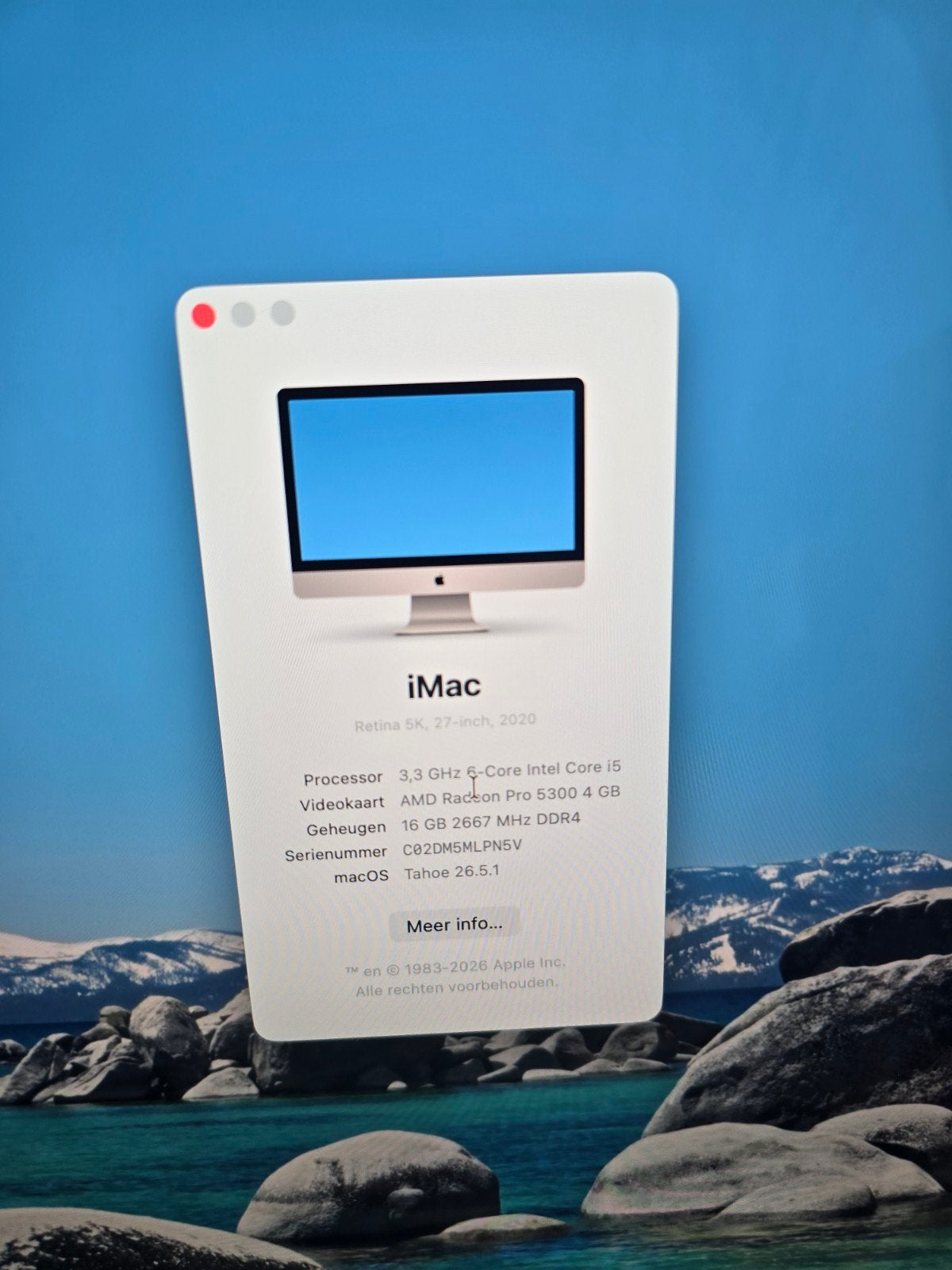 Apple iMac 27-inch 2020 5K Retina i5 3.3GHz 16GB RAM, Ophalen, SSD, IMac, Zo goed als nieuw