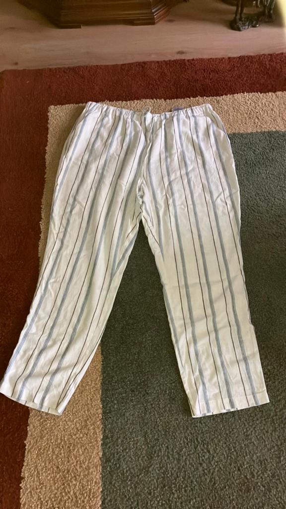 Broek heren linnen wit gestreept maat 50/32 nieuw, Kleding | Heren, Ophalen of Verzenden, Nieuw, Maat 48/50 (M), Wit