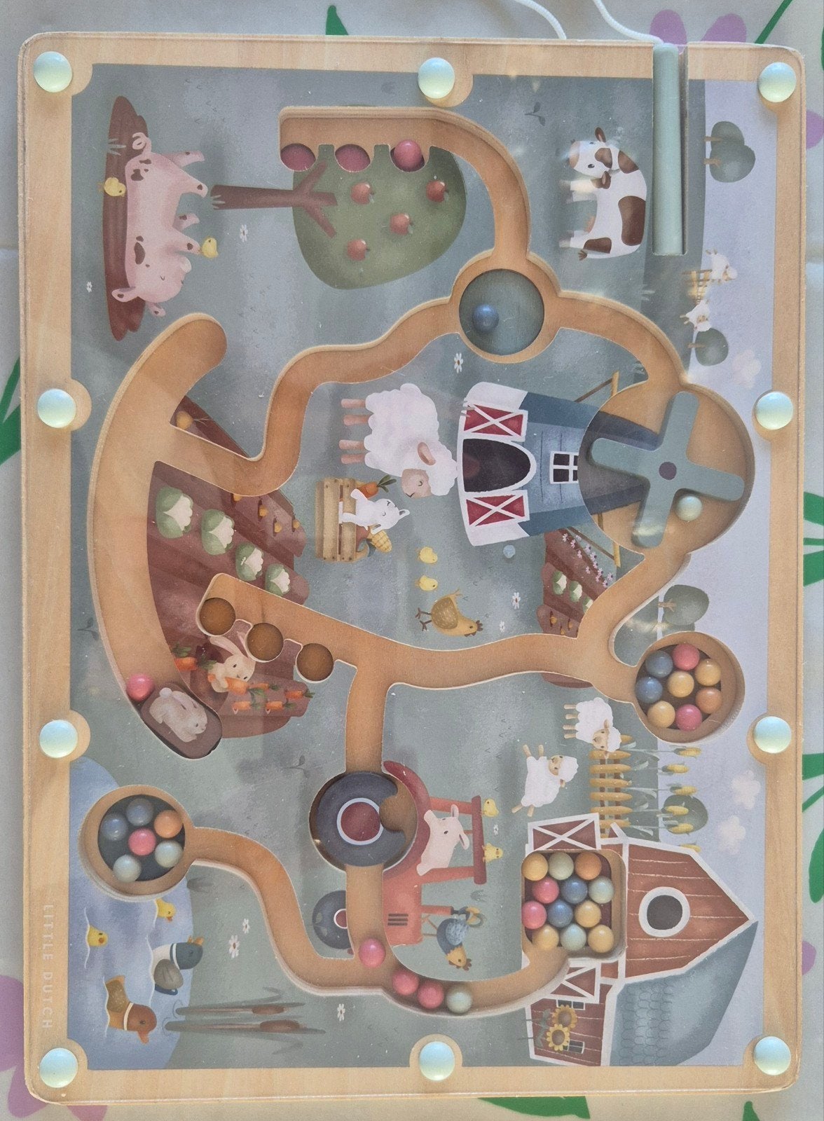 Little Dutch Houten Kralen Doolhof Boerderij, Kinderen en Baby's, Speelgoed | Babyspeelgoed, Ophalen, Zo goed als nieuw, Overige typen