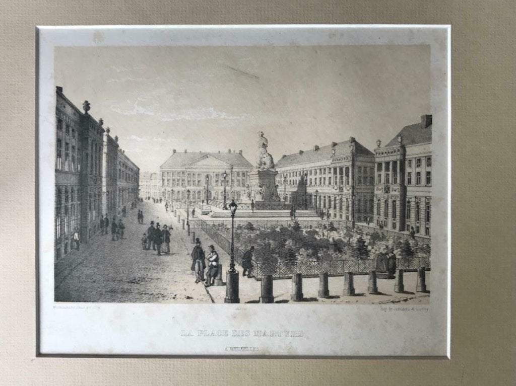 Place des martyrs / Brussel / simonau Belgie~ P0405, Antiek en Kunst, Ophalen of Verzenden, Ets, 1800 - 1899