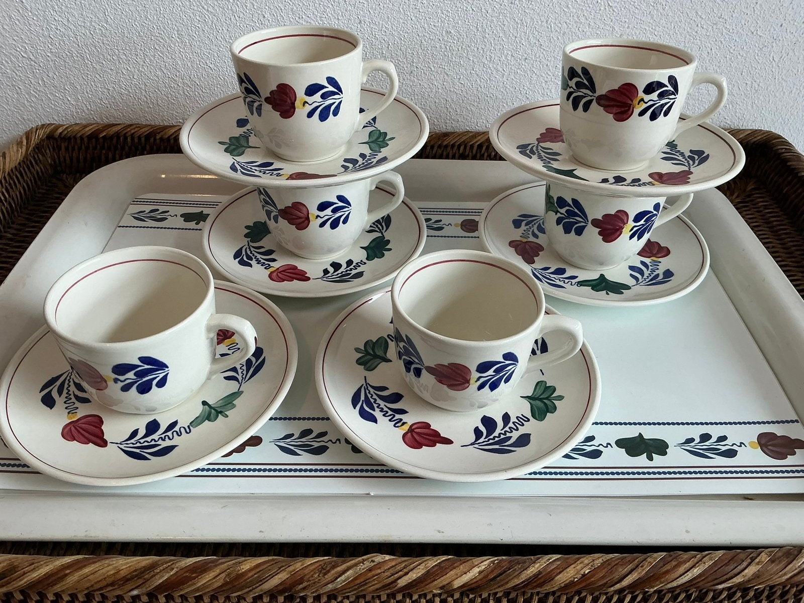 Boerenbont Boch België (Mokka kop met schotel), Ophalen of Verzenden, Zo goed als nieuw, Aardewerk, Kop(pen) en/of Schotel(s)