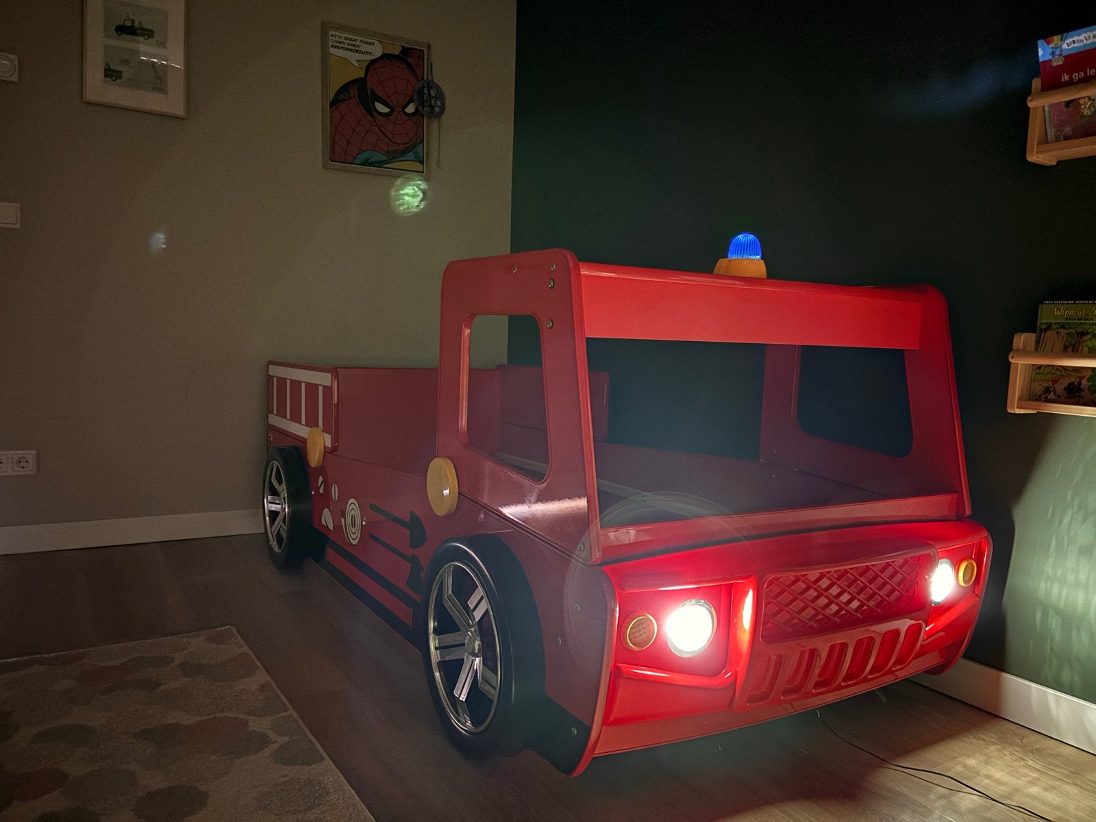 Prachtig Brandweerbed, Kinderen en Baby's, Ophalen, 85 tot 100 cm, Gebruikt, Matras