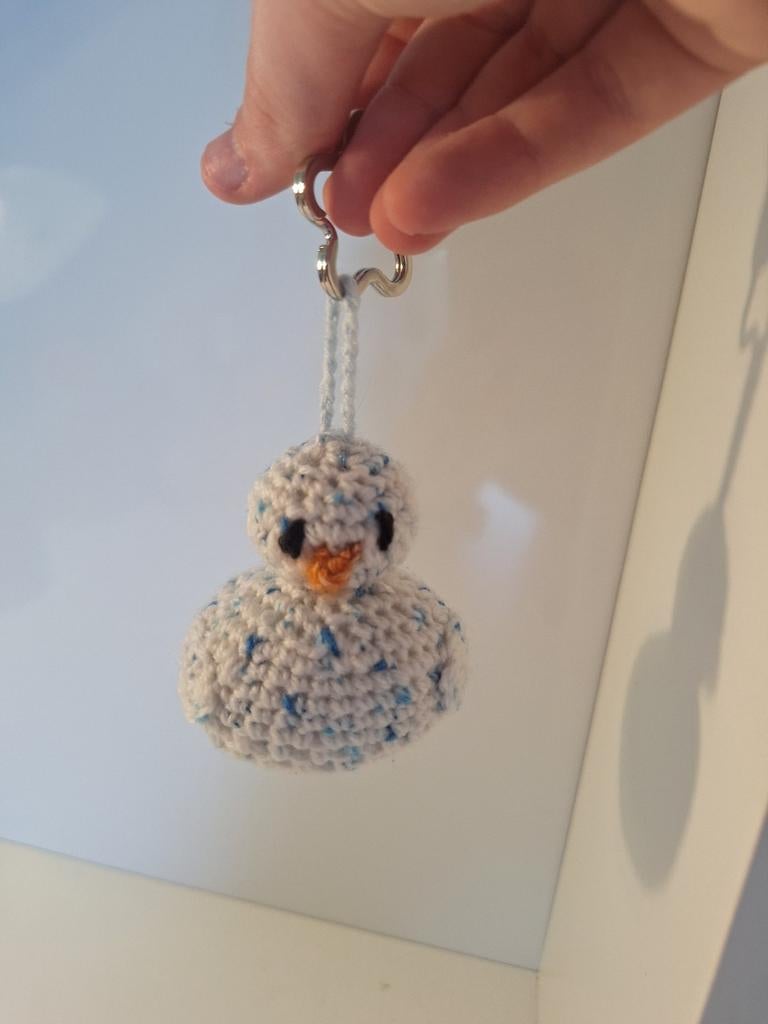 Gehaakte sleutelhanger eend, Ophalen of Verzenden, Nieuw, Eend
