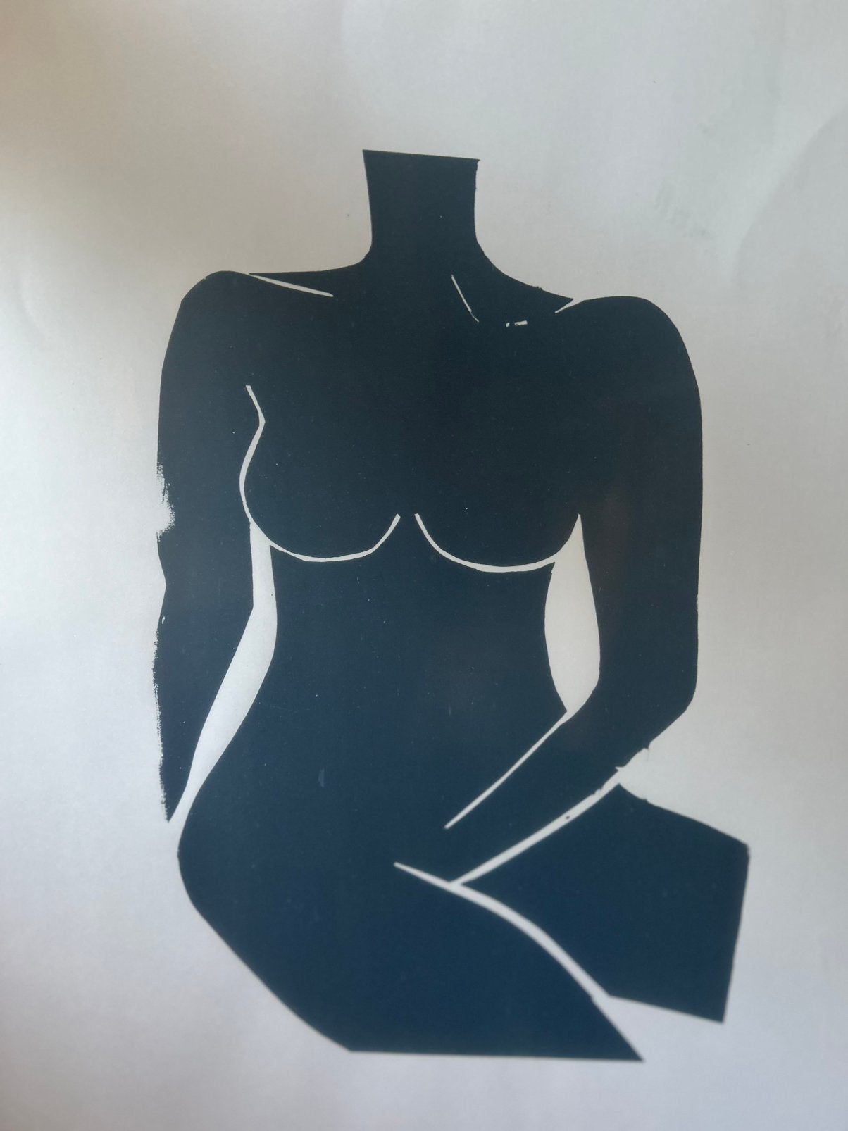 Blauwe moderne kunstprint in houten lijst, Ophalen of Verzenden