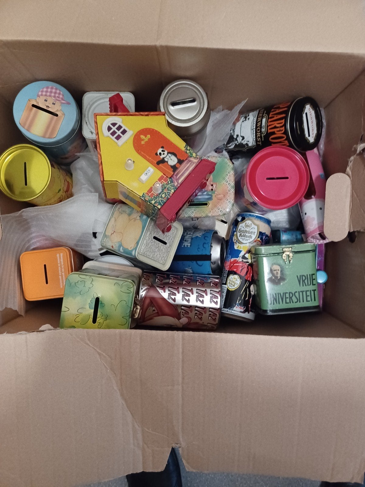 oude spaarpotten, Verzamelen, Spaarpotten, Ophalen, Gebruikt, Metaal of Blik, Overige thema's