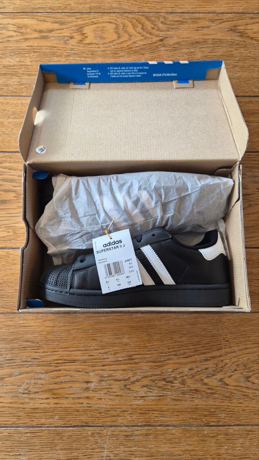 Adidas Superstar II J Zwart/Wit – Maat 38 2/3 – Nieuw, Adidas, Zwart, Nieuw, Ophalen of Verzenden