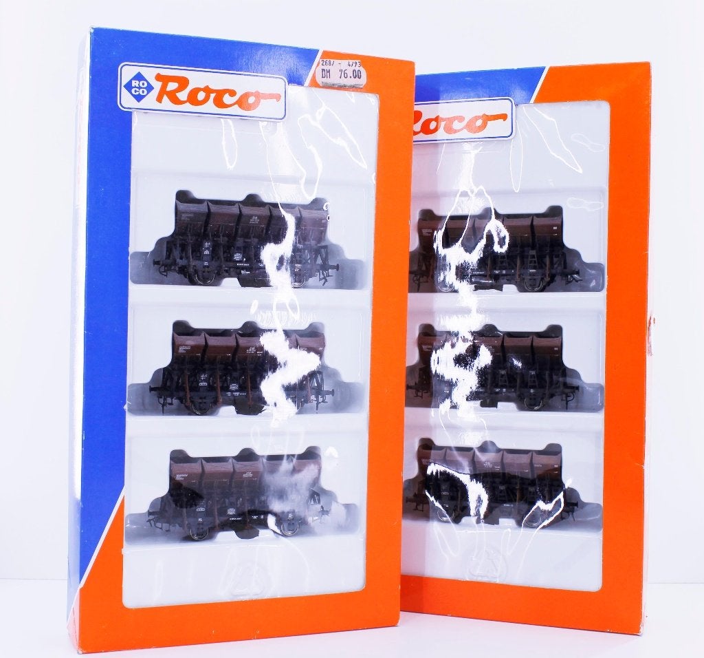 2 x Roco 44074 H0 3-delige Goederenwagenset met lading DB, Gelijkstroom, Wagon, Ophalen of Verzenden, Zo goed als nieuw