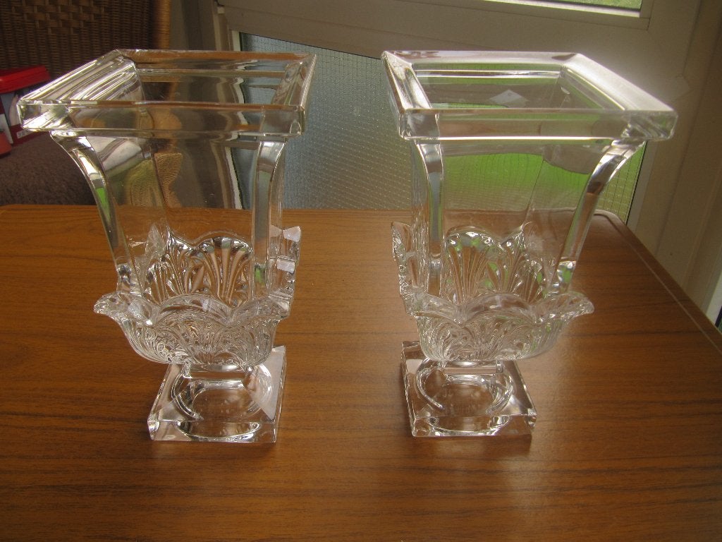 2 stuks mooie zware glazen bloemvazen, Huis en Inrichting, Woonaccessoires | Vazen, Ophalen, Transparant, 25 cm, Glas
