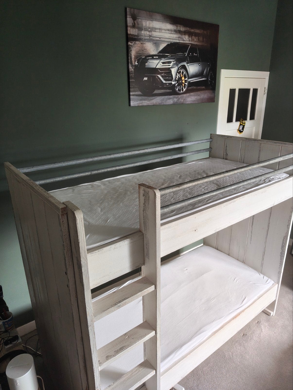 Steigerhouten stapelbed ZEER DEGELIJK!, Ophalen, 160 tot 180 cm, Tweepersoons, 200 cm