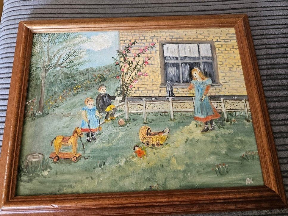 schilderij spelende kinderen, Ophalen of Verzenden
