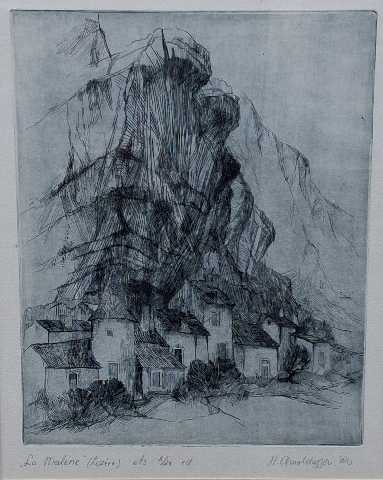 Henk Arnoldussen (1944), La malema. Ets. '80. 2/20. Sign., Ophalen, Origineel, 61 cm, Landschap