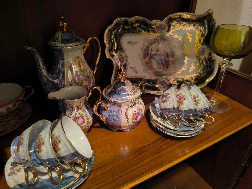 Vintage Bavaria Porselein Theeservies,Lusterware,Goudrand, Ophalen of Verzenden