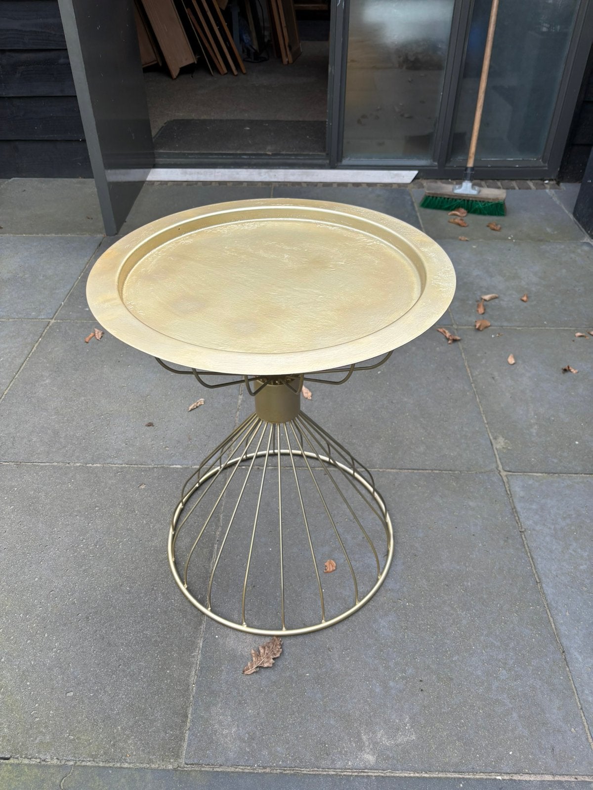 Leuke vintage goudkleurig metalen salontafel, Ophalen, 50 – 75, Minder dan 50 cm, Minder dan 50 cm