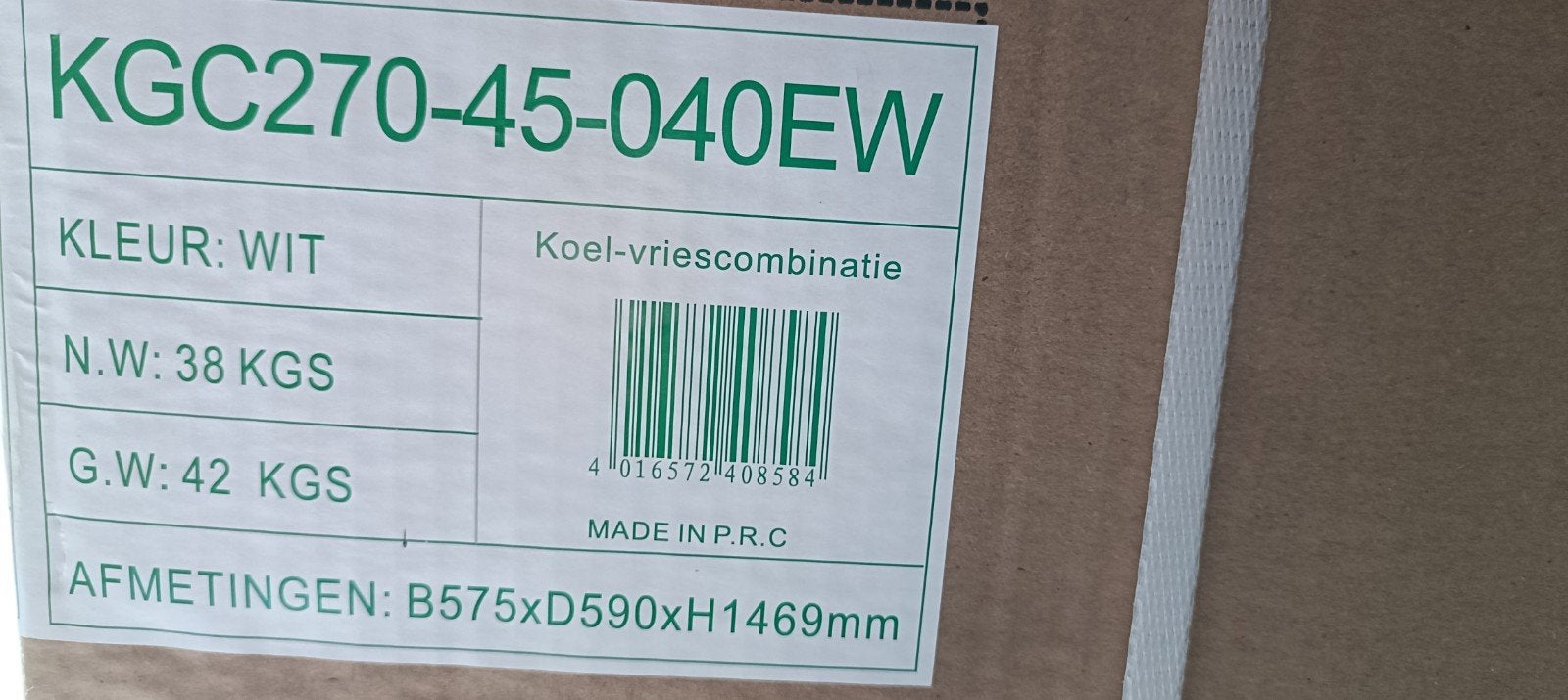 Koel-vriescombinatie Wit. Koelkast met diepvries, Witgoed en Apparatuur, Vriezers en Diepvrieskisten, Ophalen, Nieuw, Vrijstaand